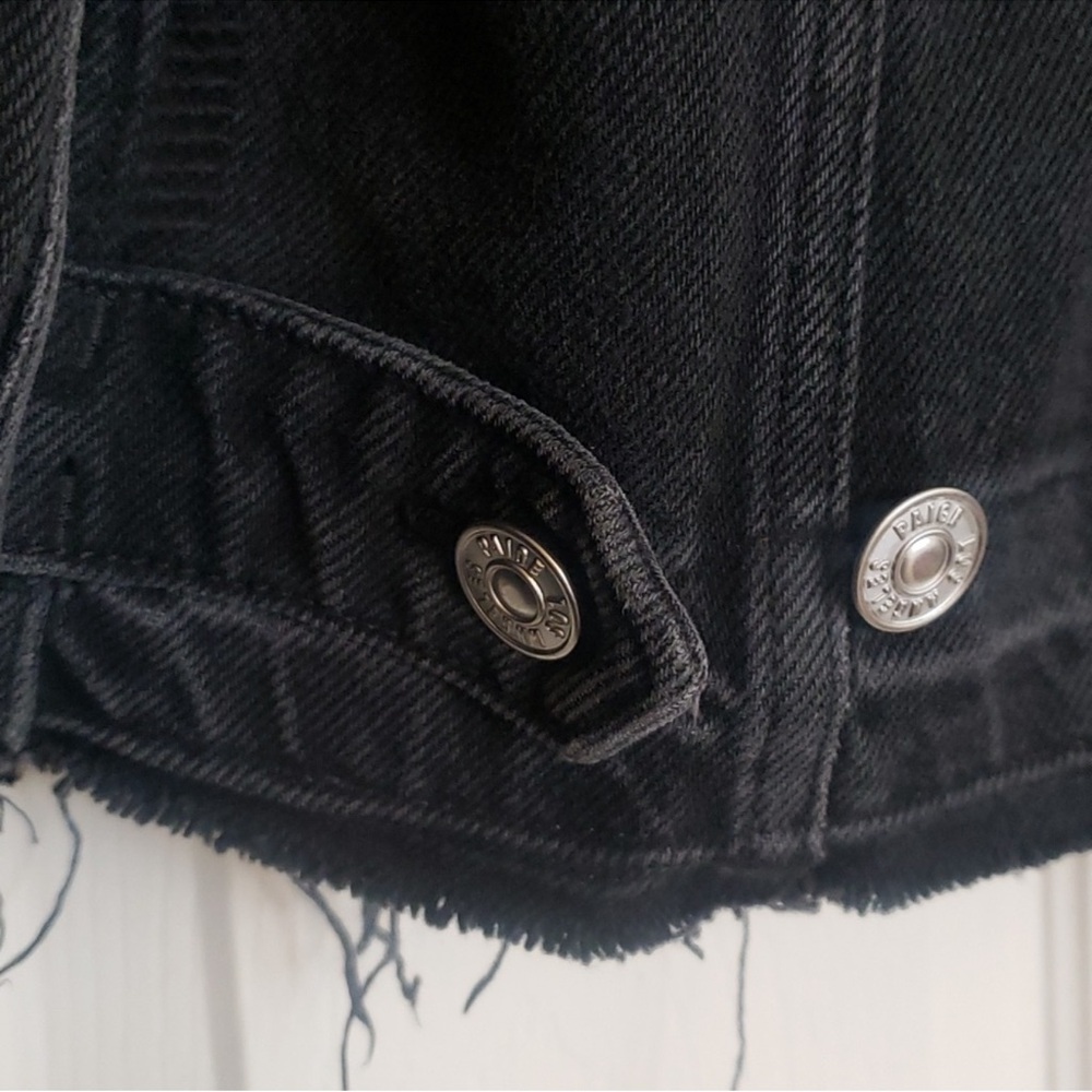 PAIGE Black Frayed Hem Denim Jacket - Picture 8 of 9